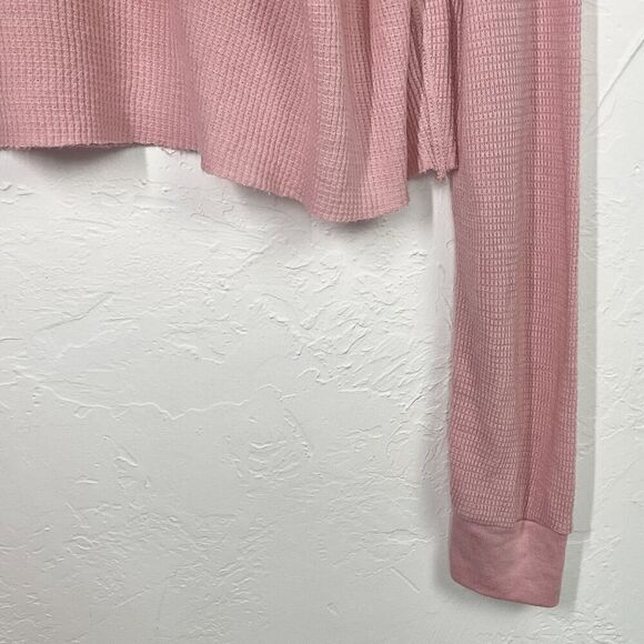 Wildfox Small Pink Waffle Knit Dog Person Felt Long Sleeve Top New Women - Picture 4 of 6